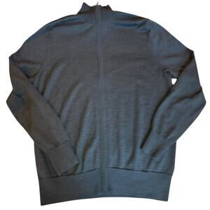 BROOKS BROTHERS Men's Full Zip Sweater Merino Blend LARGE Gray Italian Yarn